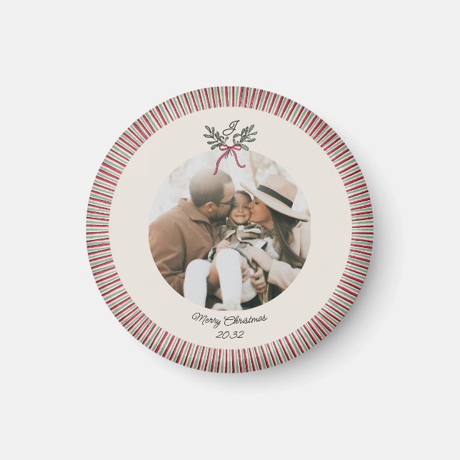 Imán Preppy Holiday Ornament Magnet with Photo  (Frente)