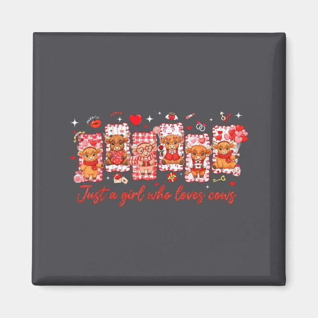 Imán Preppy Just A Girl Who Loves Cows Valentines Day A (Frente)
