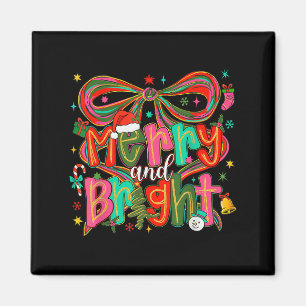 Imán Preppy Merry Y Coquette Brillante Bow Pink Christm