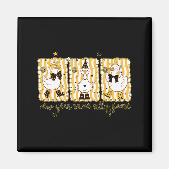 Imán Preppy New Year Same Silly Goose Coquette Bow Happ (Frente)