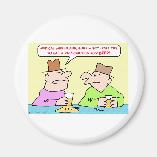 Imán prescripción médica de cerveza de marijauana (Frente)