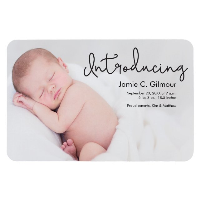 Imán Presentación moderna del anuncio de nacimiento de  (Horizontal)