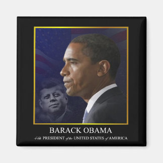 Imán Presidente Barack Obama con JFK - Magnet