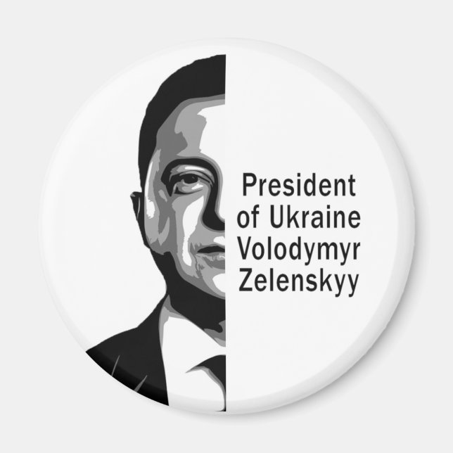 Imán Presidente de Ucrania Zelenskyy mitad retrato de a (Frente)