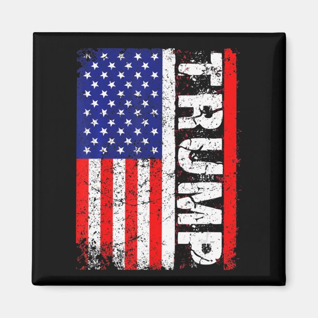 Imán PRESIDENTE Donald Trump Vintage bandera de EEUU (Frente)