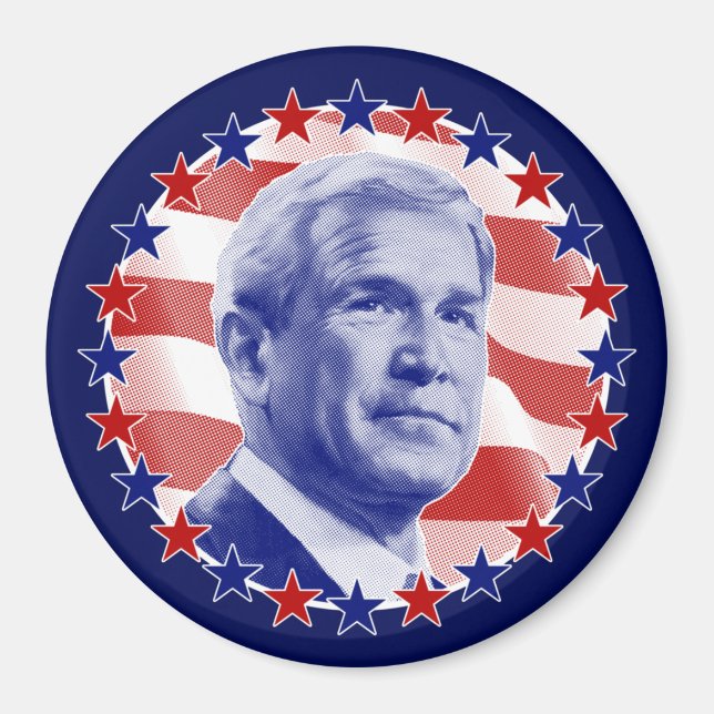 Imán Presidente George W. Bush Estrellas y rayas (Frente)