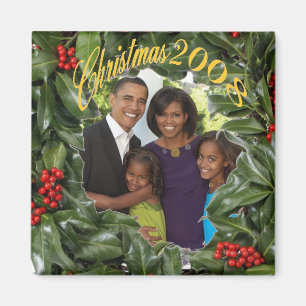 Imán Presidente Obama First Family Christmas 2008