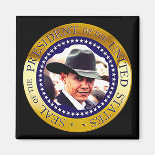 Imán Presidente Obama Magnet (gorra de vaquero)