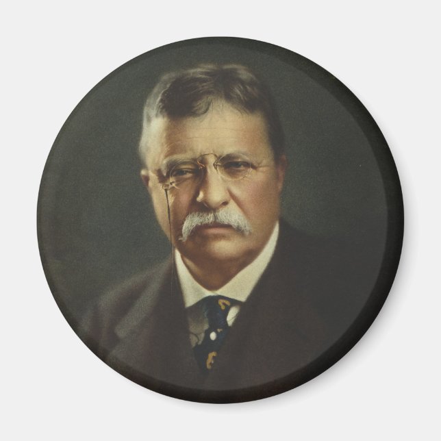 Imán Presidente Theodore Roosevelt por la litografía de (Frente)