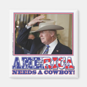 Imán Presidente Trump Vaquero Americano