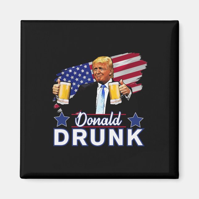 Imán Presidentes Divertidos Bebiendo del 4 de Julio - D (Frente)