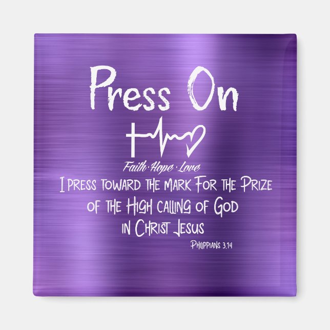 Imán Press On| Faith, Hope Love Heartbeat| Bible Verse (Frente)