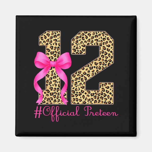 Imán Preteen 12th Birthday Girl Coquette Bow Leopard  (Frente)