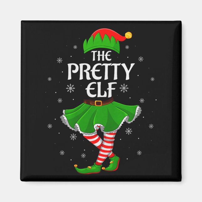 Imán Pretty Elf Christmas Family Girls Women Elf Squad  (Frente)
