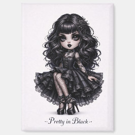 Imán Pretty in Black Gothic Girl Magnet Dark Aesthetic
