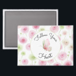 Imán Pretty Pink Mint Ranunculus Quote<br><div class="desc">Pretty Pink Mint Ranunculus Floral inspirational quote: follow your heart</div>