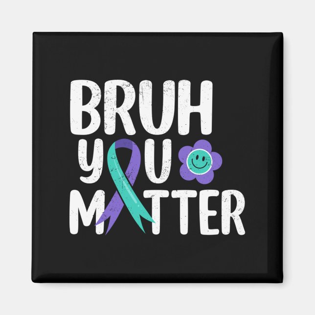 Imán Prevención del Suicidio con Cinta Morada Teal Bruh (Frente)