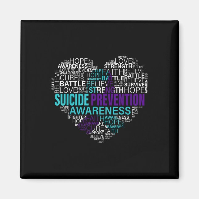 Imán Prevención del Suicidio Conciencia Lucha Esperanza (Frente)