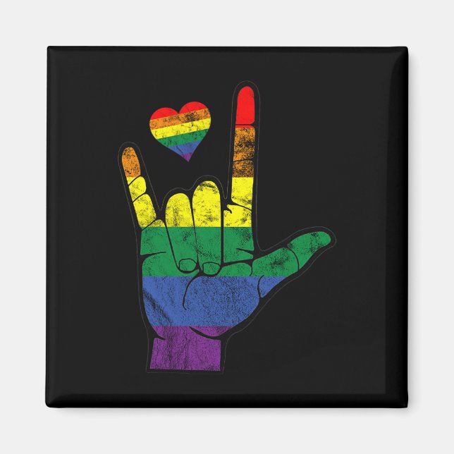 Imán Pride Asl Idiomas De Rótulo Lgbt Mes De Conciencia (Frente)