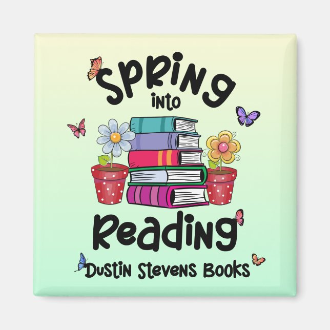 Imán Primavera Al Leer Libros De Dustin Stevens (Frente)