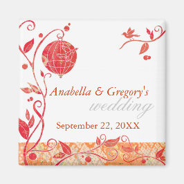 Imán Primavera Amor Aves Boda en jaula Salven la fecha