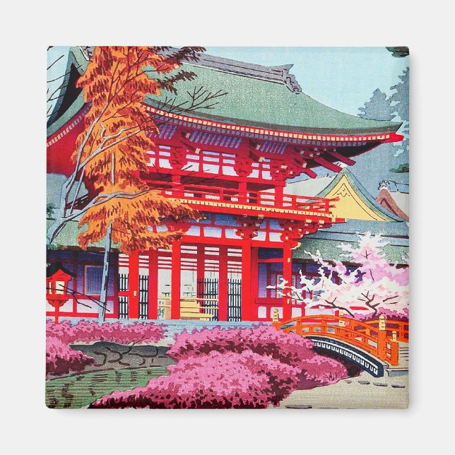 Imán Primavera del Templo Rojo japonés en Guay Asano Ta (Frente)