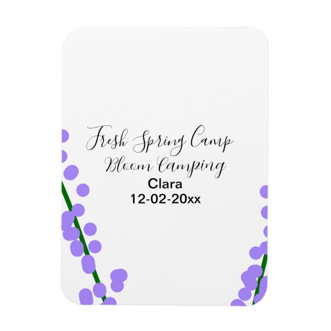 Imán Primavera fresca camping lavanda flores nombre fec (Vertical)