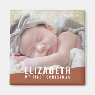 Imán Primer año de la foto moderna del Personalizado d