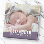 Imán Primer año de la foto moderna del Personalizado de<br><div class="desc">Este diseño sencillo y moderno se compone de tipografía sans serif. Añadir foto de bebé personalizado.</div>