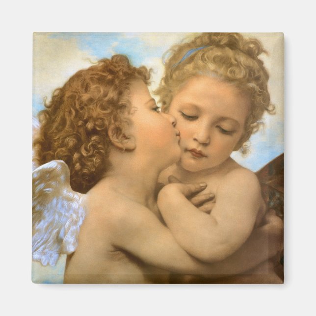 Imán Primer beso (detalle de ángel) de Bouguereau (Frente)