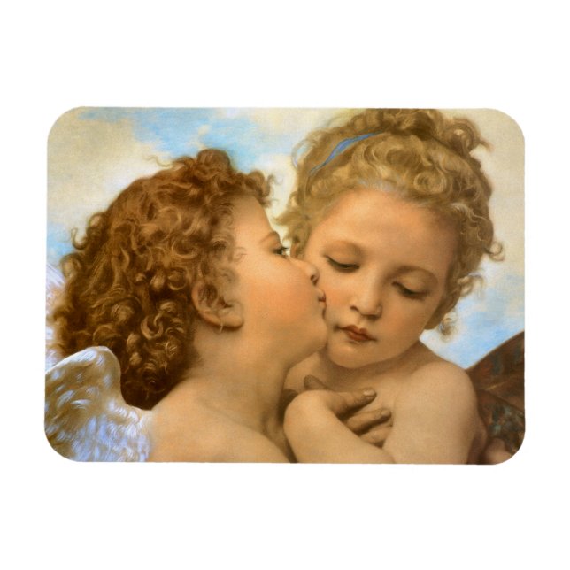 Imán Primer beso (detalle de ángel) de Bouguereau (Horizontal)