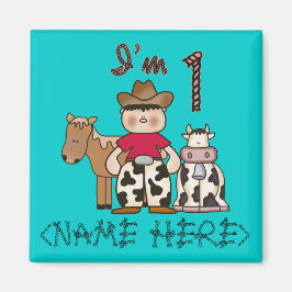 Imán Primer cumpleaños de Cowboy - Personalizado - Pers