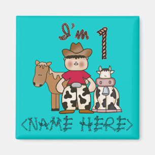 Imán Primer cumpleaños de Cowboy - Personalizado - Pers