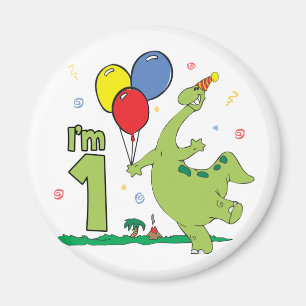 Imán Primer cumpleaños de Dino