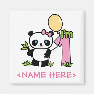 Imán Primer cumpleaños de Panda Chica