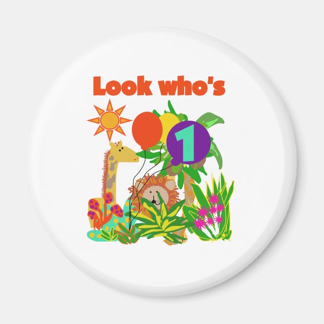 Imán Primer cumpleaños de Safari (Frente)