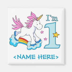 Imán Primer cumpleaños de Unicorn Rainbow