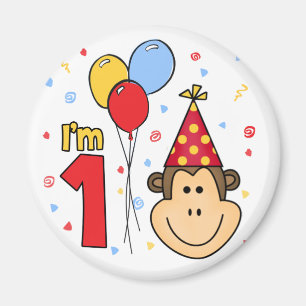 Imán Primer cumpleaños del mono
