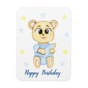 Imán Primer cumpleaños personalizado Teddy Bear Boy