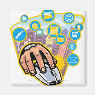 Imán Primer de la mano en ratón del ordenador