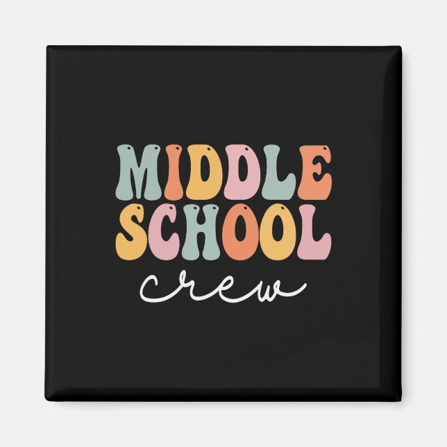 Imán Primer día del equipo de secundaria Retro Groovy V (Frente)