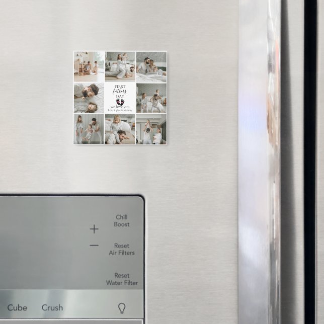 Imán Primer Día del Padre - Huellas de bebé y corazones (In situ (nevera))