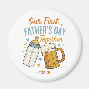 Imán Primer Día del Padre Juntos - Botella de cerveza y
