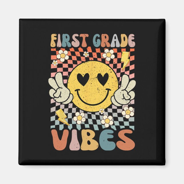 Imán Primer grado Vibes primer grado profesor retro pri (Frente)