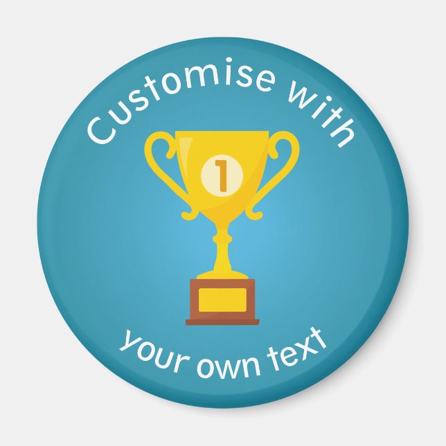Imán Primer lugar Trofeo Personalizado Textos (Frente)
