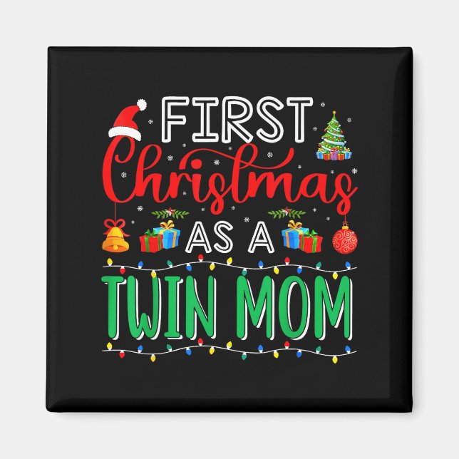 Imán Primer Navidad como Mamá de Gemelos Familia Combin (Frente)