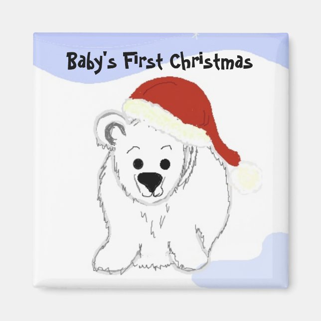 Imán Primer Navidad del bebé oso polar (Frente)