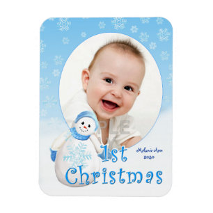 Imán Primer Navidad del bebé, Personalizado de Snowman