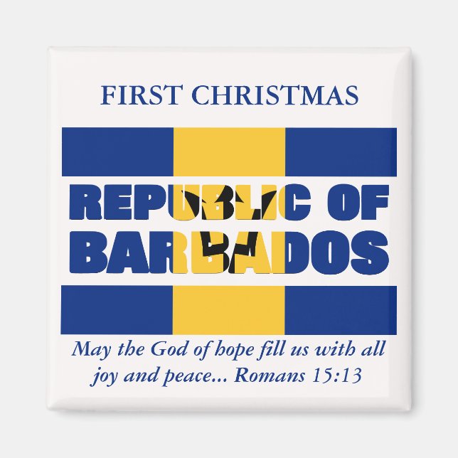 Imán Primer personalizado de la República de Barbados M (Frente)
