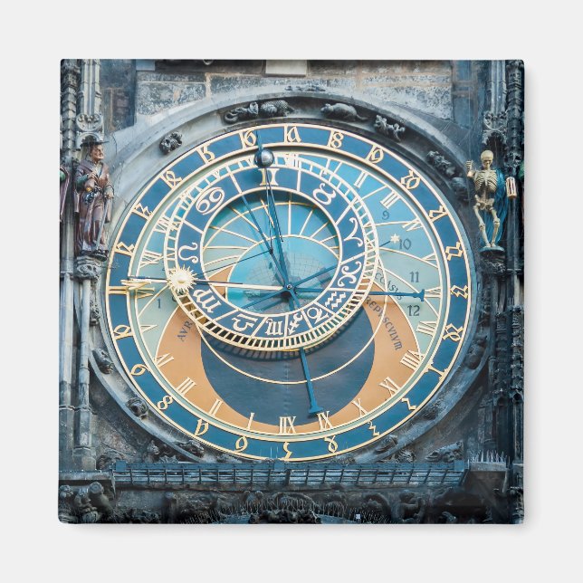 Imán Primer plano del reloj astronómico de Praga (Frente)